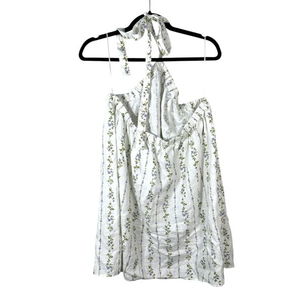Reformation Maui Floral Cottage Linen Halter Mini Dress Size Large - Picture 7 of 7